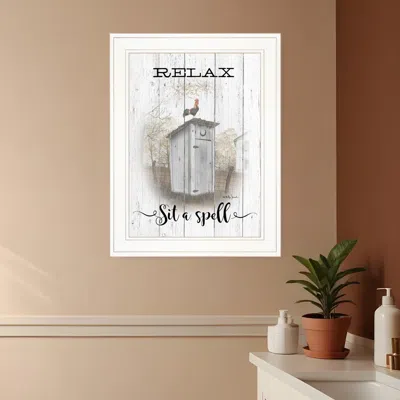 HOMEZIA RELAX SIT A SPELL WHITE FRAMED PRINT BATHROOM WALL ART