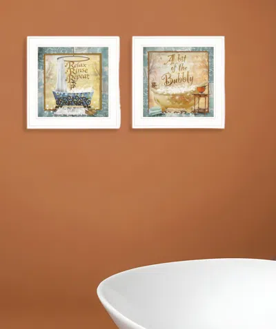 HOMEZIA SET OF TWO A BIT OF BUBBLY 1 WHITE FRAMED PRINT BATHROOM WALL ART