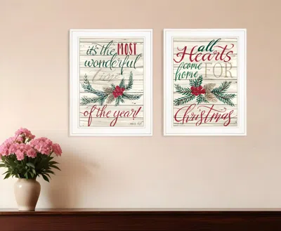 HOMEZIA SET OF TWO ALL HEART COME HOME FOR CHRISTMAS 1 WHITE FRAMED PRINT WALL ART