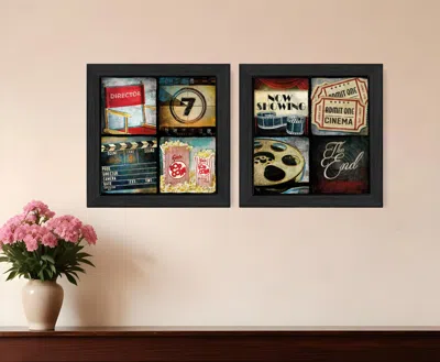 HOMEZIA SET OF TWO AT THE MOVIES 2 BLACK FRAMED PRINT WALL ART