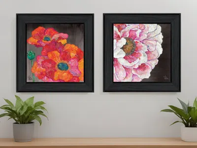 HOMEZIA SET OF TWO BLOOMS ON BLACK 2 BLACK FRAMED PRINT WALL ART