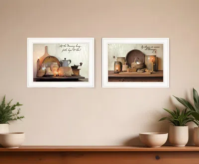 HOMEZIA SET OF TWO BY GRACE 1 WHITE FRAMED PRINT KITCHEN WALL ART