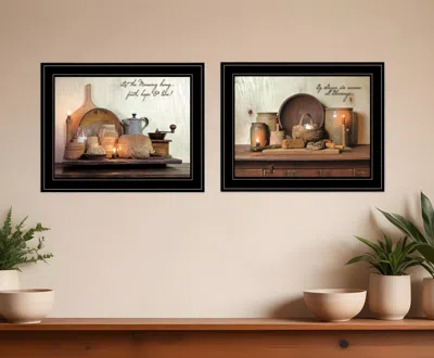 HOMEZIA SET OF TWO BY GRACE 3 BLACK FRAMED PRINT KITCHEN WALL ART