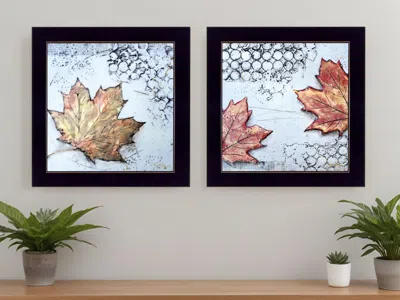HOMEZIA SET OF TWO CHANNELING FALL LEAVES I AND III 3 BLACK FRAMED PRINT WALL ART