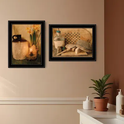 HOMEZIA SET OF TWO DAFFODILS AND CIDER 2 BLACK FRAMED PRINT BATHROOM WALL ART