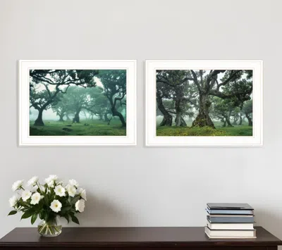 HOMEZIA SET OF TWO ENCHANTED FOREST 1 WHITE FRAMED PRINT WALL ART