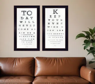 HOMEZIA SET OF TWO EYE CHARTS 2 BLACK FRAMED PRINT WALL ART