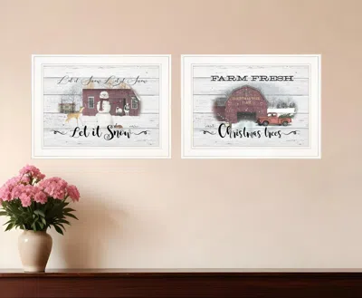 HOMEZIA SET OF TWO FARM CHRISTMAS 1 WHITE FRAMED PRINT WALL ART
