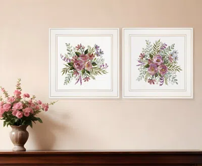 HOMEZIA SET OF TWO FLORAL SPRAY I AND II WHITE FRAMED PRINT WALL ART