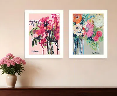HOMEZIA SET OF TWO GARDEN FLOWERS WHITE FRAMED PRINT WALL ART
