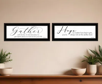 HOMEZIA SET OF TWO GATHER TOGETHER 2 BLACK FRAMED PRINT WALL ART