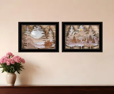 HOMEZIA SET OF TWO GREAT OUTDOORS 2 BLACK FRAMED PRINT WALL ART