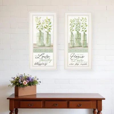 HOMEZIA SET OF TWO HOME AND FAMILY WHITE FRAMED PRINT WALL ART
