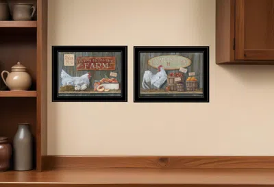 HOMEZIA SET OF TWO HOME GROWN 2 BLACK FRAMED PRINT WALL ART