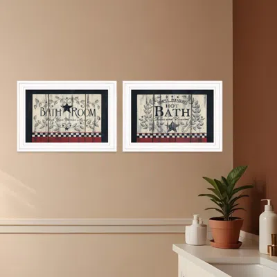 HOMEZIA SET OF TWO HOT BATH 4 WHITE FRAMED PRINT BATHROOM WALL ART