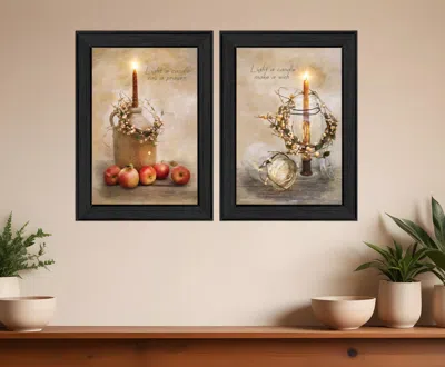 HOMEZIA SET OF TWO LIGHT A CANDLE BLACK FRAMED PRINT WALL ART