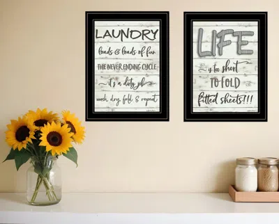 HOMEZIA SET OF TWO LOADS OF FUN 2 BLACK FRAMED PRINT BATHROOM WALL ART