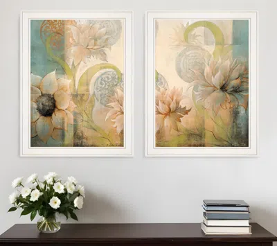 HOMEZIA SET OF TWO MEANDERING FLOWERS I AND II 1 WHITE FRAMED PRINT WALL ART