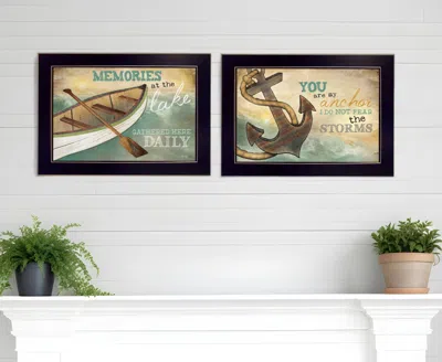 HOMEZIA SET OF TWO MEMORIES AT THE LAKE BLACK FRAMED PRINT WALL ART