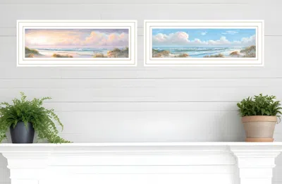 HOMEZIA SET OF TWO NAUTICAL BOAT 1 WHITE FRAMED PRINT WALL ART