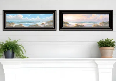 HOMEZIA SET OF TWO NAUTICAL BOAT 2 BLACK FRAMED PRINT WALL ART