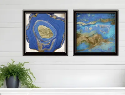 HOMEZIA SET OF TWO PERISSE COBALT 1 BLACK FRAMED PRINT WALL ART