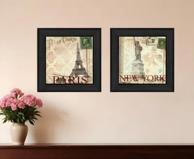 HOMEZIA SET OF TWO POST CARDS BLACK FRAMED PRINT WALL ART