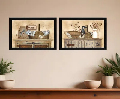 HOMEZIA SET OF TWO RUSTIC STILL LIFE BLACK FRAMED PRINT WALL ART