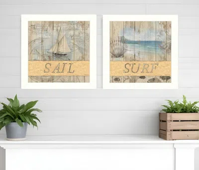 HOMEZIA SET OF TWO SAIL OR SURF WHITE FRAMED PRINT WALL ART