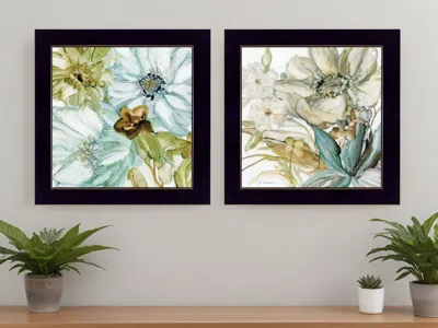 HOMEZIA SET OF TWO SEA GLASS 3 BLACK FRAMED PRINT WALL ART