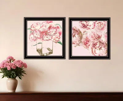 HOMEZIA SET OF TWO THE PEONIES 1 BLACK FRAMED PRINT WALL ART