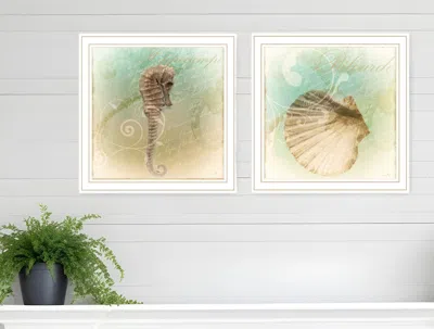 HOMEZIA SET OF TWO THE SEA III AND SEA IV 2 WHITE FRAMED PRINT WALL ART