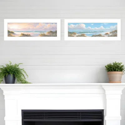 HOMEZIA SET OF TWO THE SEASCAPE 2 WHITE FRAMED PRINT WALL ART