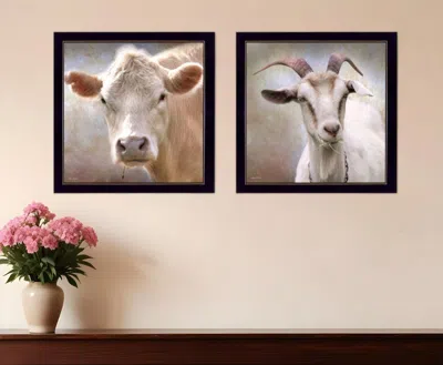 HOMEZIA SET OF TWO UP CLOSE ON THE FARM BLACK FRAMED PRINT WALL ART