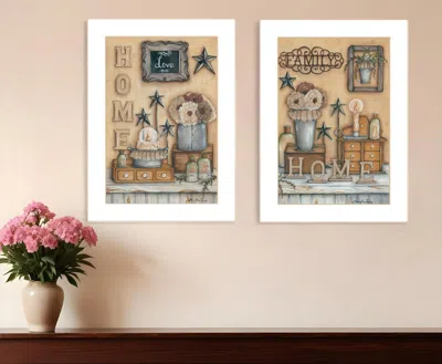 HOMEZIA SET OF TWO WHERE FAMILY AND FRIENDS GATHER II 2 WHITE FRAMED PRINT WALL ART