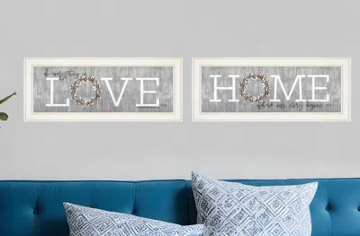 HOMEZIA SET OF TWO WHERE OUR STORY BEGINS 1 WHITE FRAMED PRINT WALL ART