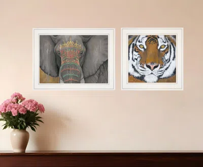 HOMEZIA SET OF TWO WILDLIFE II 1 WHITE FRAMED PRINT WALL ART