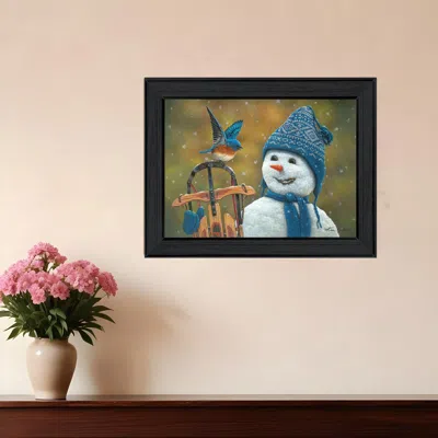 HOMEZIA SNOW BROTHER SNOWMAN BLACK FRAMED PRINT WALL ART