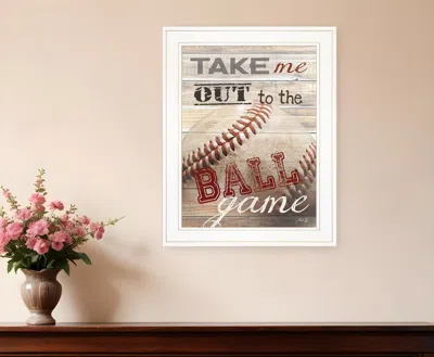 HOMEZIA TAKE ME OUT TO THE BALL GAME 1 WHITE FRAMED PRINT WALL ART