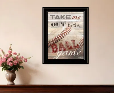 HOMEZIA TAKE ME OUT TO THE BALL GAME 2 BLACK FRAMED PRINT WALL ART