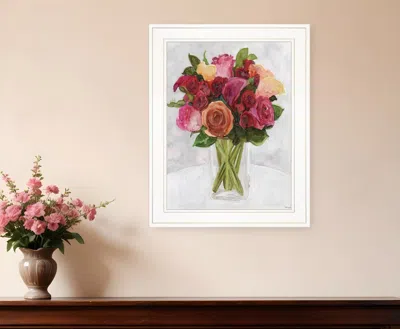 HOMEZIA VASES WITH FLOWERS II 1 WHITE FRAMED PRINT WALL ART