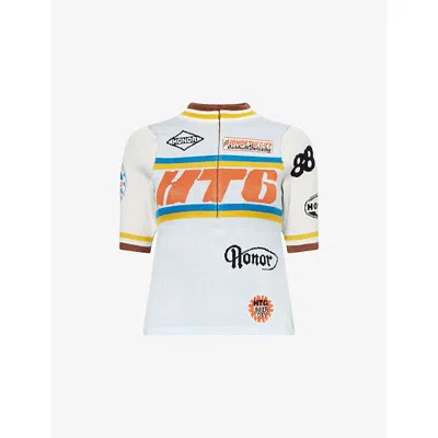 HONOR THE GIFT WOMENS MULTI RACING MOCK-NECK KNITTED TOP