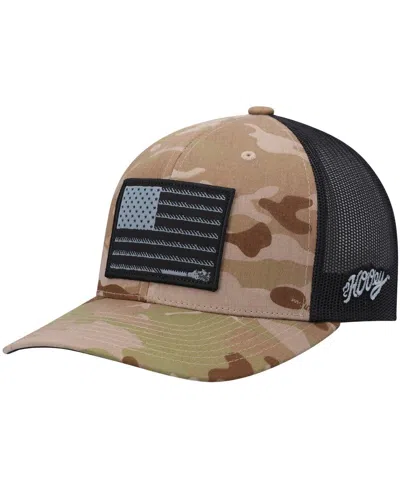 HOOEY MEN'S HOOEY CAMO, BLACK LIBERTY ROPER TEAM TRUCKER SNAPBACK HAT