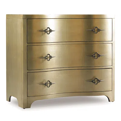 HOOKER FURNITURE SANCTUARY THREE DRAWER SHAPED FRONT GOLD CHEST