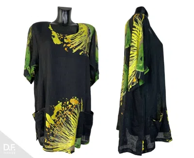 HOPSACK HOPSACK BLUSE SOMMER SHIRT BLUMEN 100% LEINEN LAGENLOOK GR: 42/44/46/48/50/52 EU