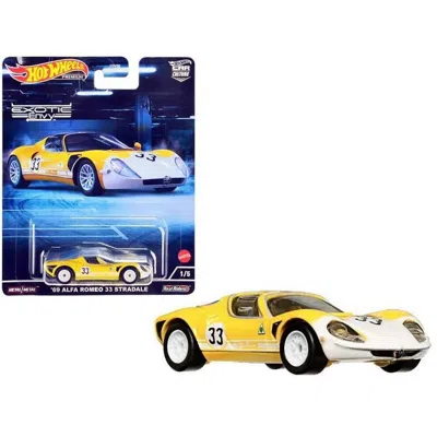 HOTWHEELS 1969 ALFA ROMEO 33 STRADALE NO.33 YELLOW & WHITE EXOTIC ENVY SERIES DIECAST MODEL CAR
