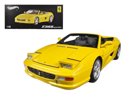 HOTWHEELS FERRARI F355 SPIDER CONVERTIBLE YELLOW ELITE EDITION 1/18 DIECAST CAR MODEL BY HOT WHEELS