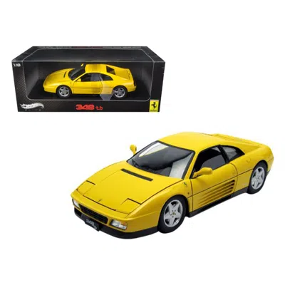 HOTWHEELS HOT WHEELS 1 BY 18 SCALE DIECAST 1989 FERRARI 348 TB YELLOW ELITE EDITION MODEL CAR