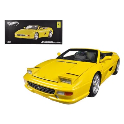 HOTWHEELS HOT WHEELS FERRARI F355 SPIDER CONVERTIBLE YELLOW ELITE EDITION 1-18 DIECAST CAR MODEL