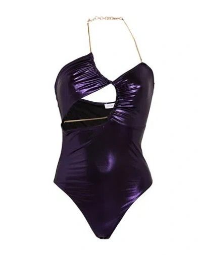 HOUSE OF AMEN HOUSE OF AMEN WOMAN BODYSUIT PURPLE SIZE M POLYESTER, POLYURETHANE, ELASTANE